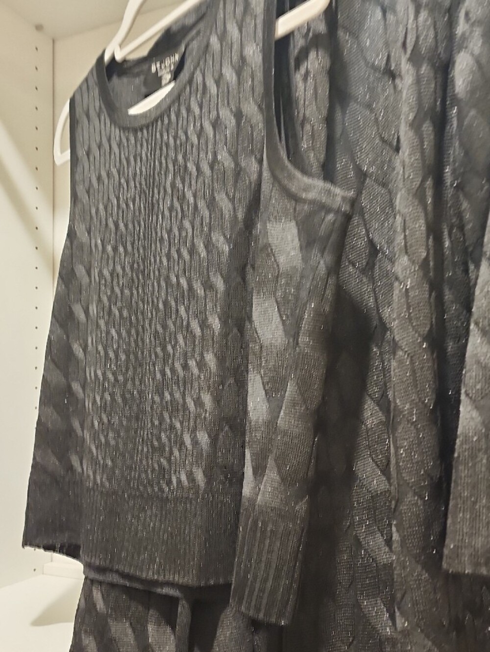 St. John Black Cable-Knit Sweater and Sleeveless Shell Set